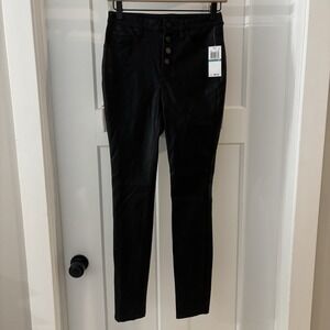 NWT Blank NYC The Great Jones in Daddy Soda Black Vegan Faux Leather Pants 25